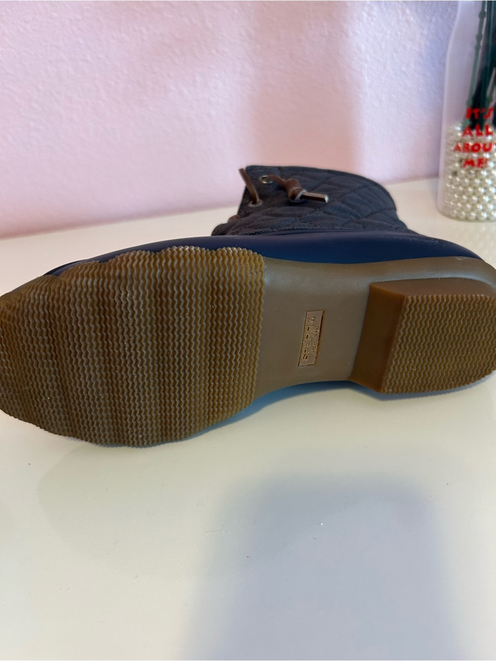Sperry Quilted Duck Boots in Gray and Navy - Picture 5 of 5